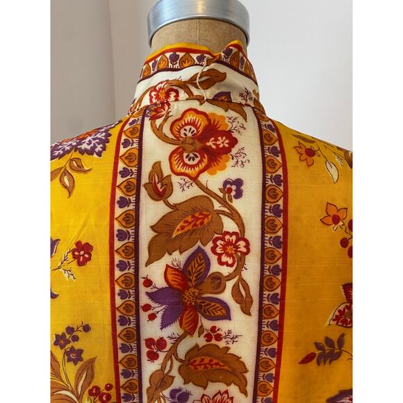 Saks Fifth Ave Vintage Ala Casa by Eddy George Button Down Shirt & Sash size S/M - Picture 3 of 15